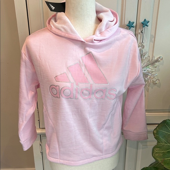 NEW Adidas Kids Light Pink Hoodie- Size Kids 7/8- Adidas Kids sweatshirt - Picture 1 of 7